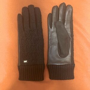MK leather winter gloves